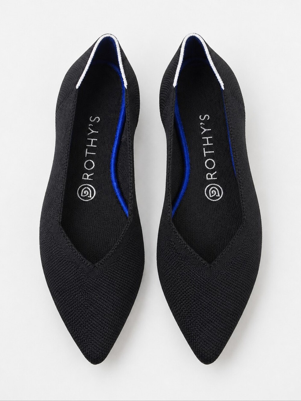 Rothy's Rare Retired Black White Halo The Point Ballet Flat Shoes Size 7.5
